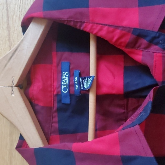 Chaps Icon Black Red Plaid Long Sleeve Casual Button‎ Down Sz. 3X Shirt Tunic - Picture 2 of 12